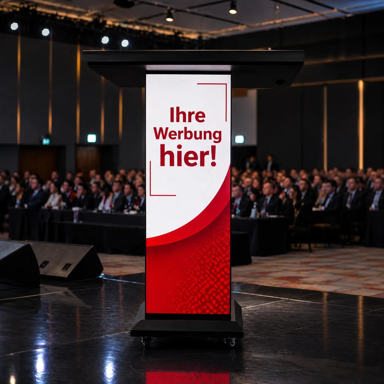 Digitales LED Rednerpult mit LED-Anzeige für Logos und Eventinformationen